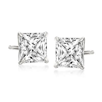 2.00 ct. t.w. Princess-Cut Lab-Grown Diamond Stud Earrings in 14kt ...