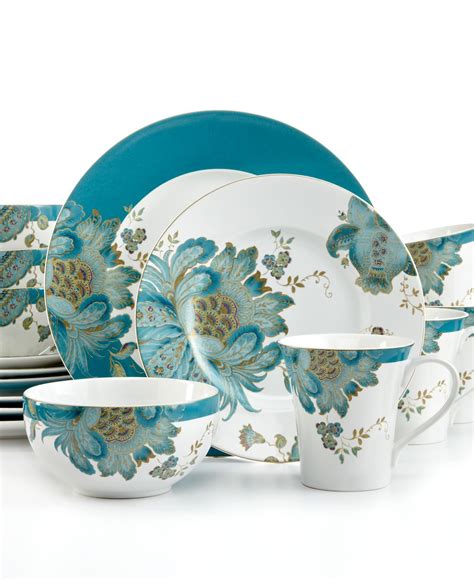 222 Fifth CLOSEOUT! Eliza Teal 16-Pc. Set, Service for 4 - Macy's | Teal dinnerware, 222 fifth ...