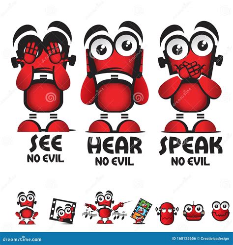 See No Evil, Hear No Evil, Speak No Evil. Robot Vector Stock Vector ...