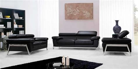 Modern Black Leather sofa set VG724 | Leather Sofas