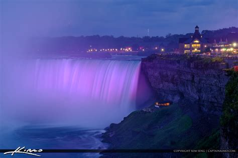 Niagara Falls Light Show Nighttime Canada Closeup Purple Lights | HDR ...