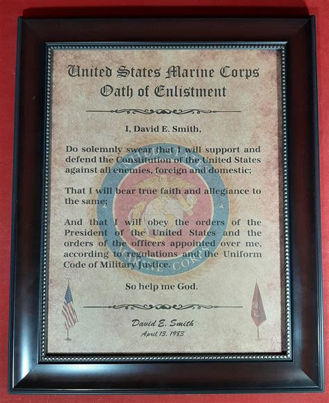 Oath of Enlistment Certificate: U.S. Marines PERSONALIZED with | Etsy