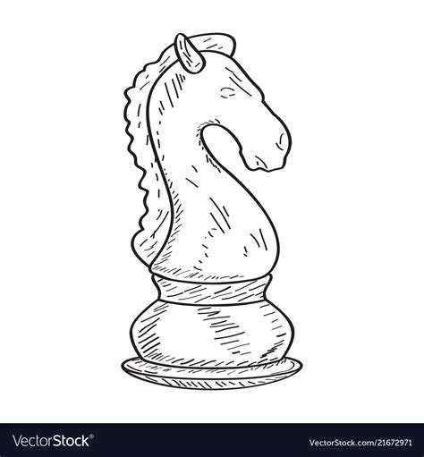 Retro sketch of a knight chess piece Royalty Free Vector