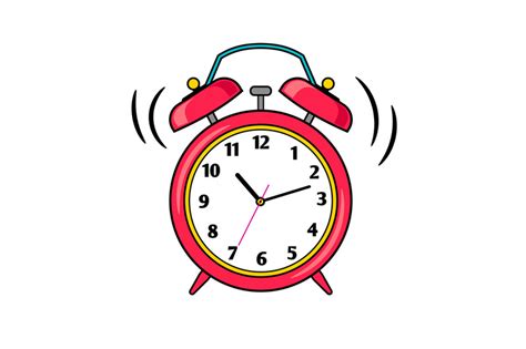 Cartoon red ringing alarm clock By SmartStartStocker | TheHungryJPEG