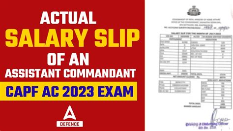 Actual Salary Slip of an Assistant Commandant (CAPF AC 2023 Exam) - YouTube