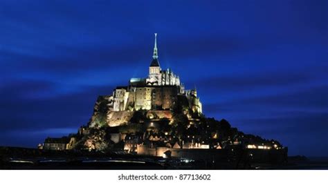 Night View Abbey Mont Saint Michel Stock Photo (Edit Now) 525689926