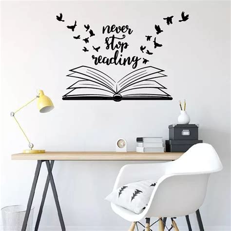 Never Stop Reading Wall Decals Library School Classroom Book Study Room ...