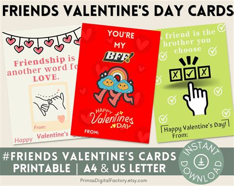 FRIENDS Valentine's Day CARDS for Friends, School Classroom or Old Friends - Etsy