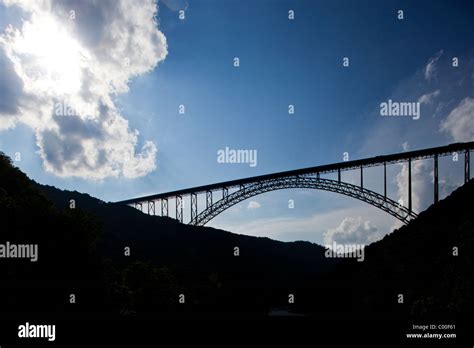 USA, West Virginia, Fayetteville, Silhouette of New River Gorge Stock ...