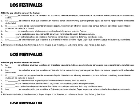 Los festivales - Spanish typical festivals | Teaching Resources