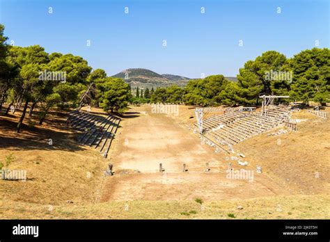 Epidaurus, Greece, July 17, 2022. Archaeological site. Epidaurus was an ancient religious site ...