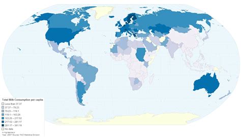 Map of Milk Consumption & Lactose Intolerance