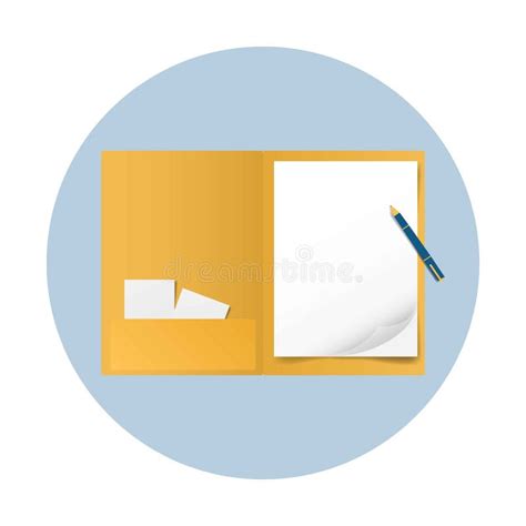 Folder with White Sheet of Paper and Pencil in Circle, Vector Stock Illustration - Illustration ...