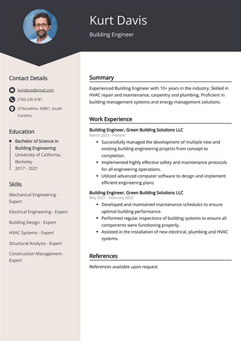 Building Engineer Resume Example for 2023 (Skills & Templates)