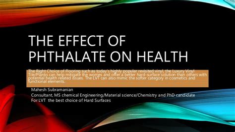 The effect of phthalate on health