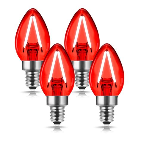 Red LED Light Bulb, C7 Candelabra LED Light Bulbs, E12 Base, 20W Incandescent Equivalent, Night ...
