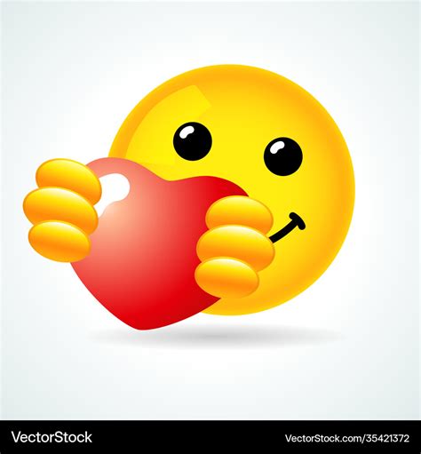 Emoji smile hugging a red heart Royalty Free Vector Image