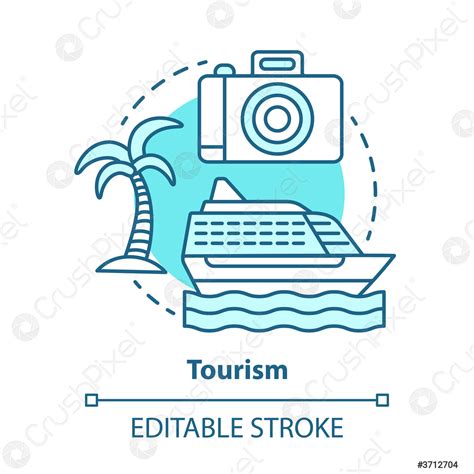 Tourism blue concept icon Hospitality industry idea thin line illustration - stock vector ...