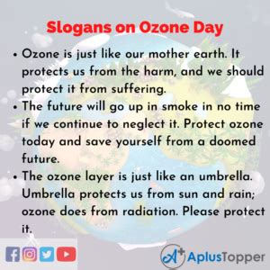 Ozone Day Slogans | Unique and Catchy Ozone Day Slogans in English - A Plus Topper