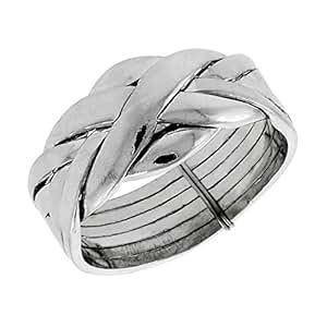 Sterling Silver 6-Piece Puzzle Ring, 7/16 in. (11 mm) wide|Amazon.com