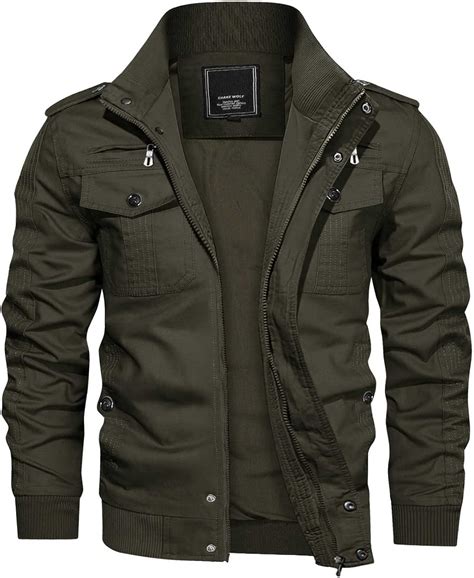 KEFITEVD Men's Casual Cargo Jacket Autumn Military Bomber Jackets ...