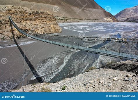 Rope Hanging Suspension Bridge Above Kali Gandaki Stock Image - Image ...