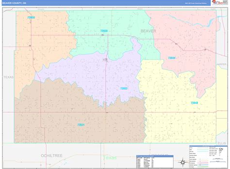 Beaver County, OK Wall Map Color Cast Style by MarketMAPS - MapSales.com