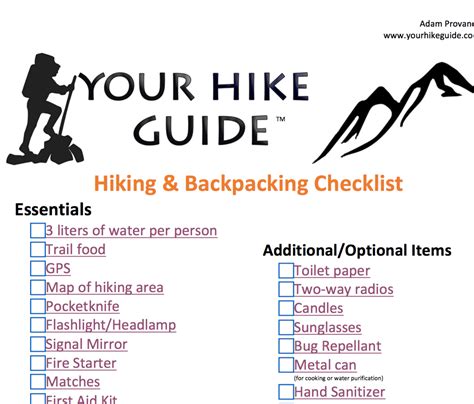 Hiking & Backpacking Checklist - Your Hike Guide