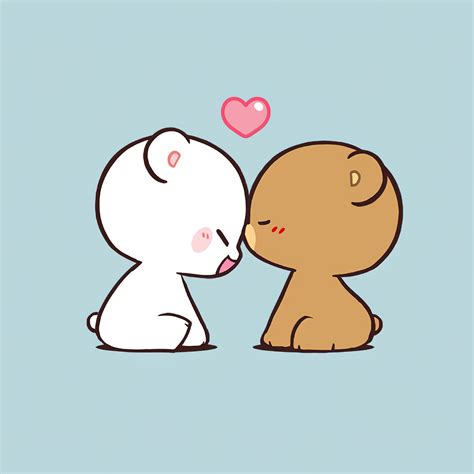 Milk & Mocha Bear Cute Kiss 4K Wallpaper