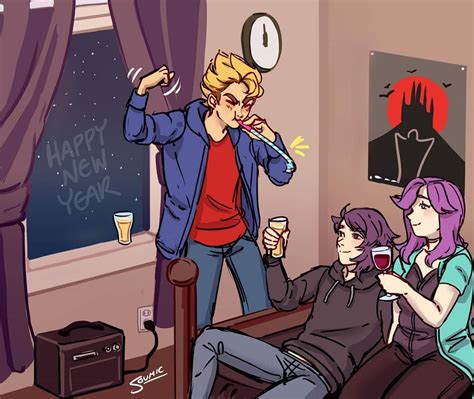 Stardew Valley art > The Gang : Sam, Sebastian, & Abigail celebrating ...