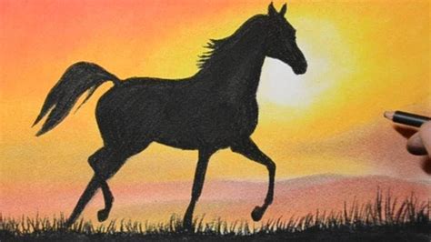 Drawing a Sunset and a Horse Silhouette with Pastels - YouTube