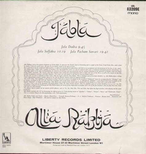 Buy Tabla Alla Rakha s . Best Vinyl Records Online at Bollywoodvinyl.in – BollywoodVinyl