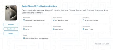 Apple iPhone 15 Pro Max Specifications | DeviceBeast.com