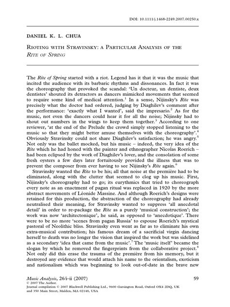 Rioting With Stravinsky. A Particular Analysis of "The Rite of The ...