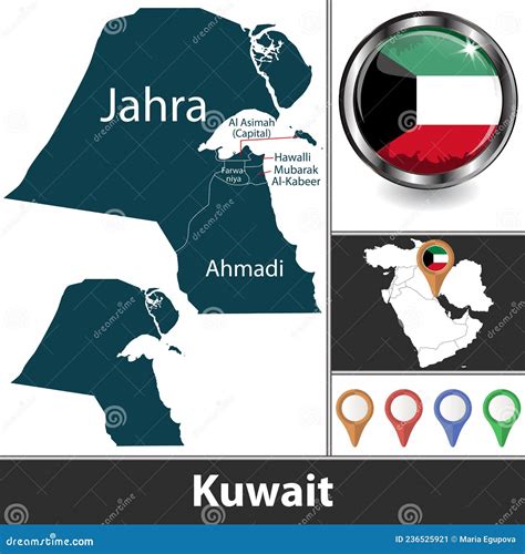 Farwaniya Governorate State Of Kuwait, Governorates Of Kuwait Map Vector Illustration, Scribble ...