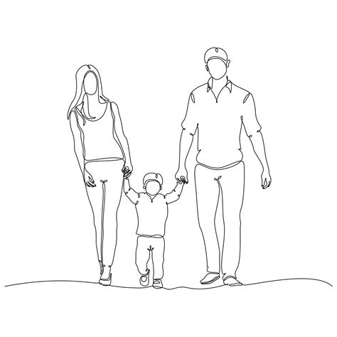 Continuous line drawing of happy family, vector illustration 2838798 Vector Art at Vecteezy