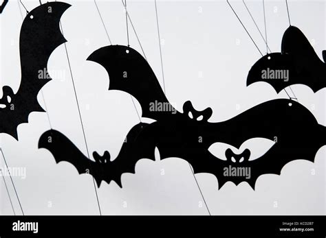 halloween silhouette of many black bats on a white background Stock Photo - Alamy