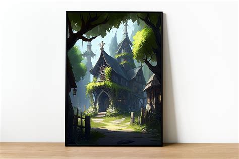 Idyllic Elf Village Digital Print Enchanting Forest Fantasy Poster - Etsy