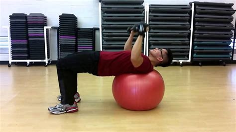 Dumbbell Chest Press on Swiss Ball - YouTube