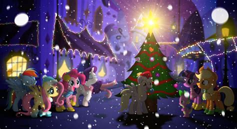 The First Snow - MLP Mane 6 Christmas Wallpaper by allwat on ... | Christmas wallpaper, My ...