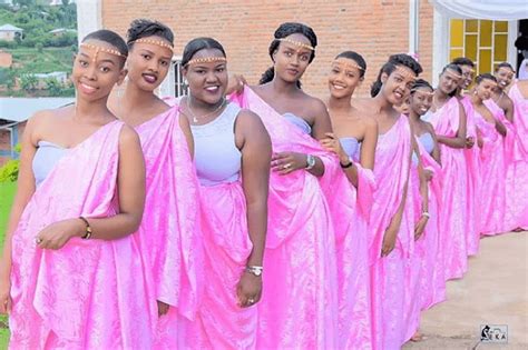 Clipkulture | Burundian Bridesmaids In Pink Imvutano Traditional Attire ...