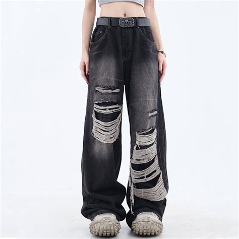 Grunge Aesthetic Ripped Wide Jeans| BOOGZEL CLOTHING – Boogzel Clothing