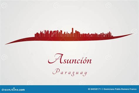 Asuncion skyline in red stock vector. Illustration of america - 84058171