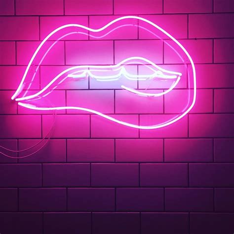 Download Neon Lips On Brick Wall Wallpaper | Wallpapers.com