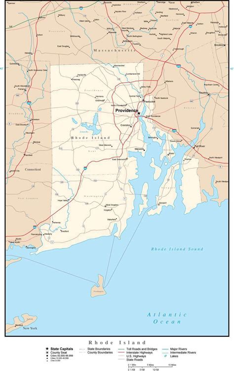 Rhode Island map in Adobe Illustrator vector format