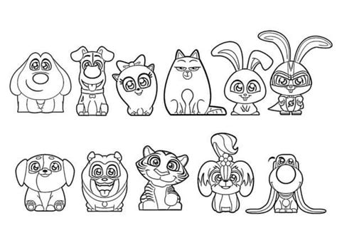 All Characters From The Secret Life Of Pets coloring page - Download, Print or Color Online for Free