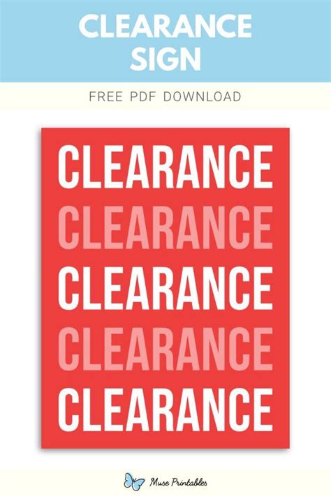 Printable Clearance Signs - Printable Calendars AT A GLANCE