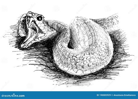 Angry snake ink drawing stock illustration. Illustration of adder ...