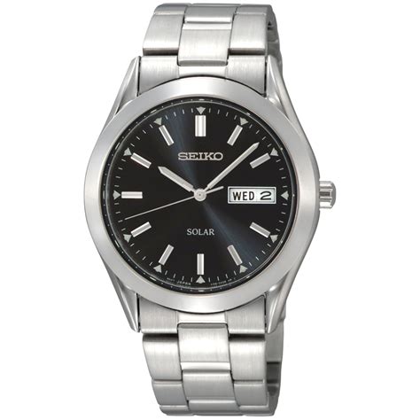 Seiko Men's Solar Silver Tone Stainless Steel Functional Black Dial Watch - Jewelry - Watches ...