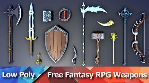 Pure Poly - 3D Models for your Game - Free Low Poly Fantasy RPG Weapons